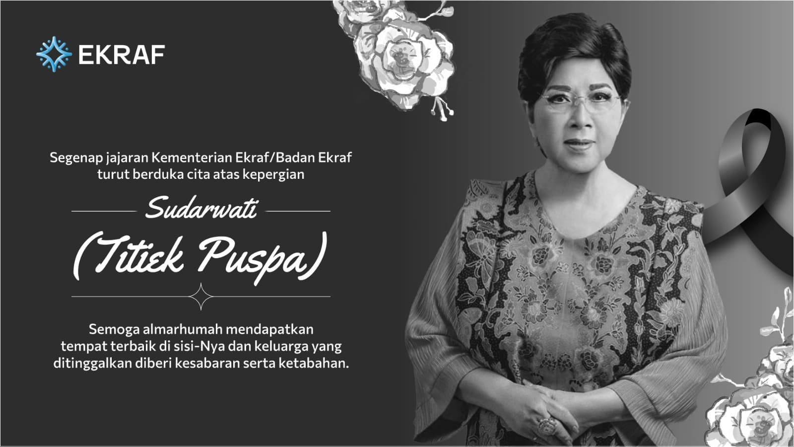 Menekraf Sampaikan Duka Mendalam atas Berpulangnya Titiek Puspa