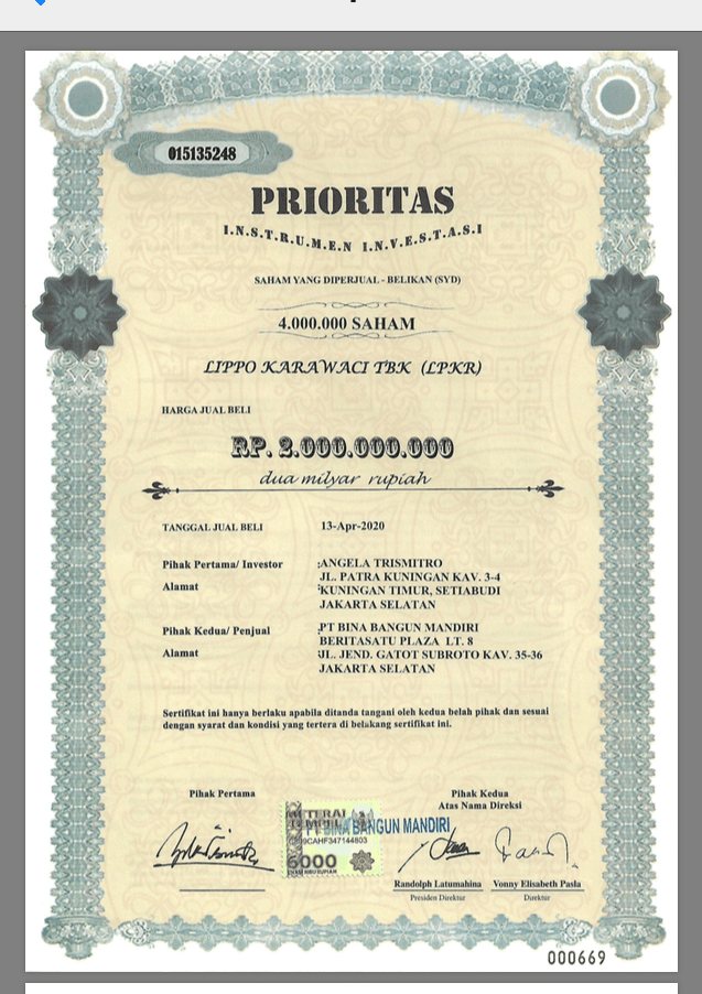 Saham LPKR Jadi Jaminan, Bina Bangun Mandiri Terancam Pailit