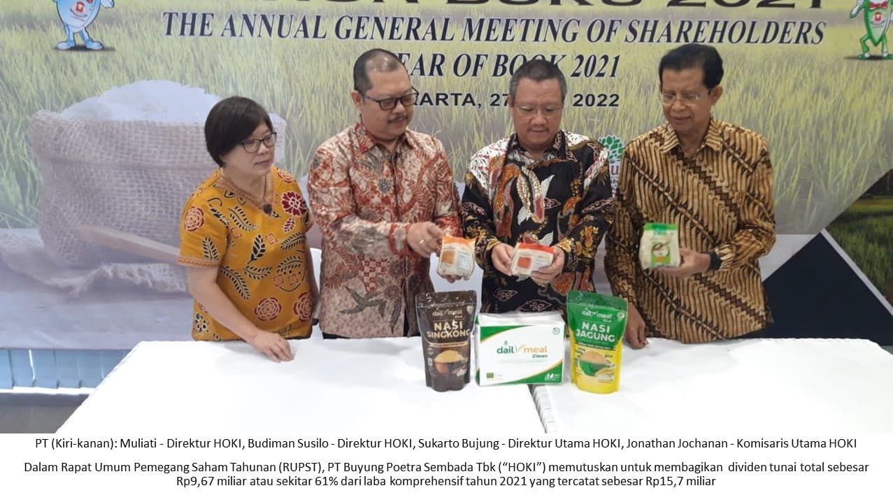 HOKI Tebar Dividen Sebesar 61 Persen Dari Laba Komprehensif 2021