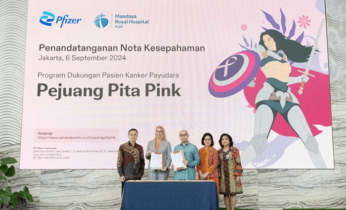 Pfizer – RS Siloam MRCCC Semanggi – Mandaya Royal Hospital Puri Tandatangani Kesepakatan Layanan Telekonsultasi bagi Pasien Kanker Payudara